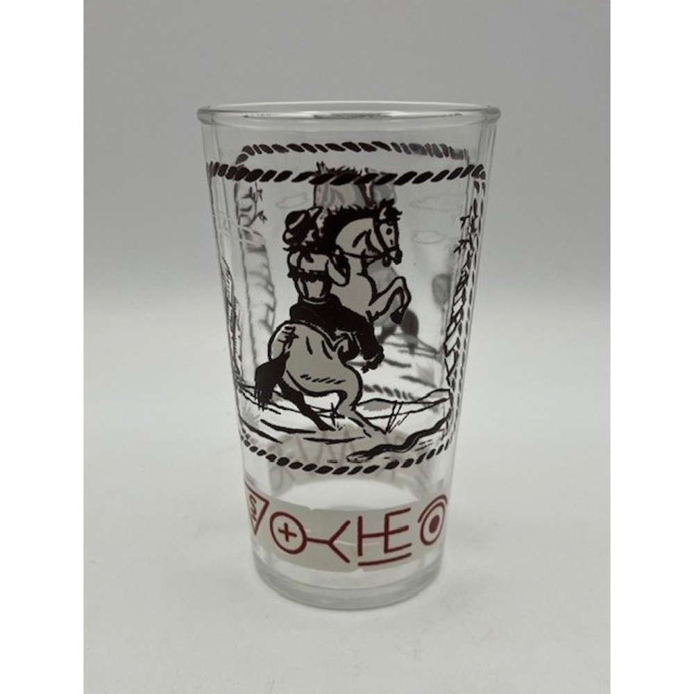 Anchor Hocking Vintage Cowboy Western Horse Glass Rodeo Ranch Decor Tumbler